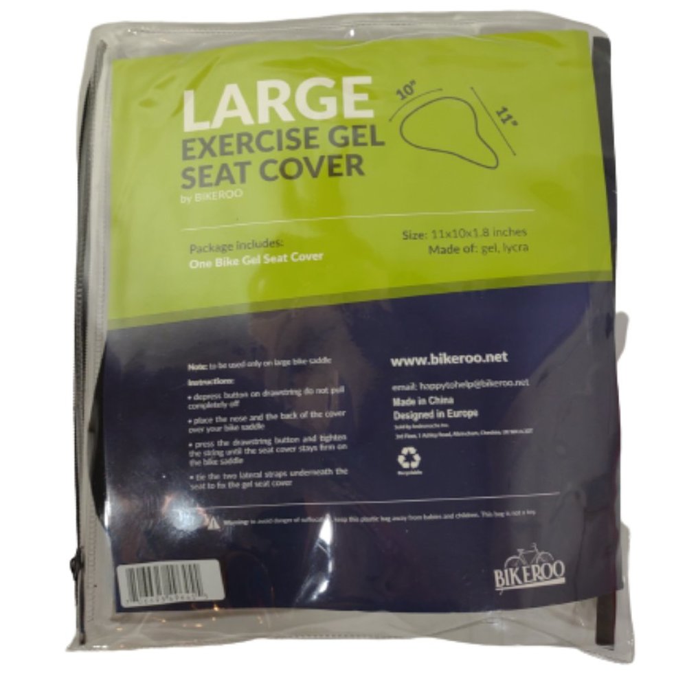 Bikeroo Bicycle Exercise Gel Seat Cover Size Large NEW Black